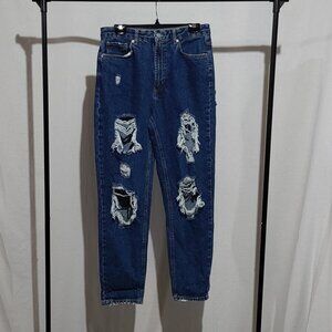 BDG jeans Urban Outfitters high waist distressed blue denim pants loose fit Mom